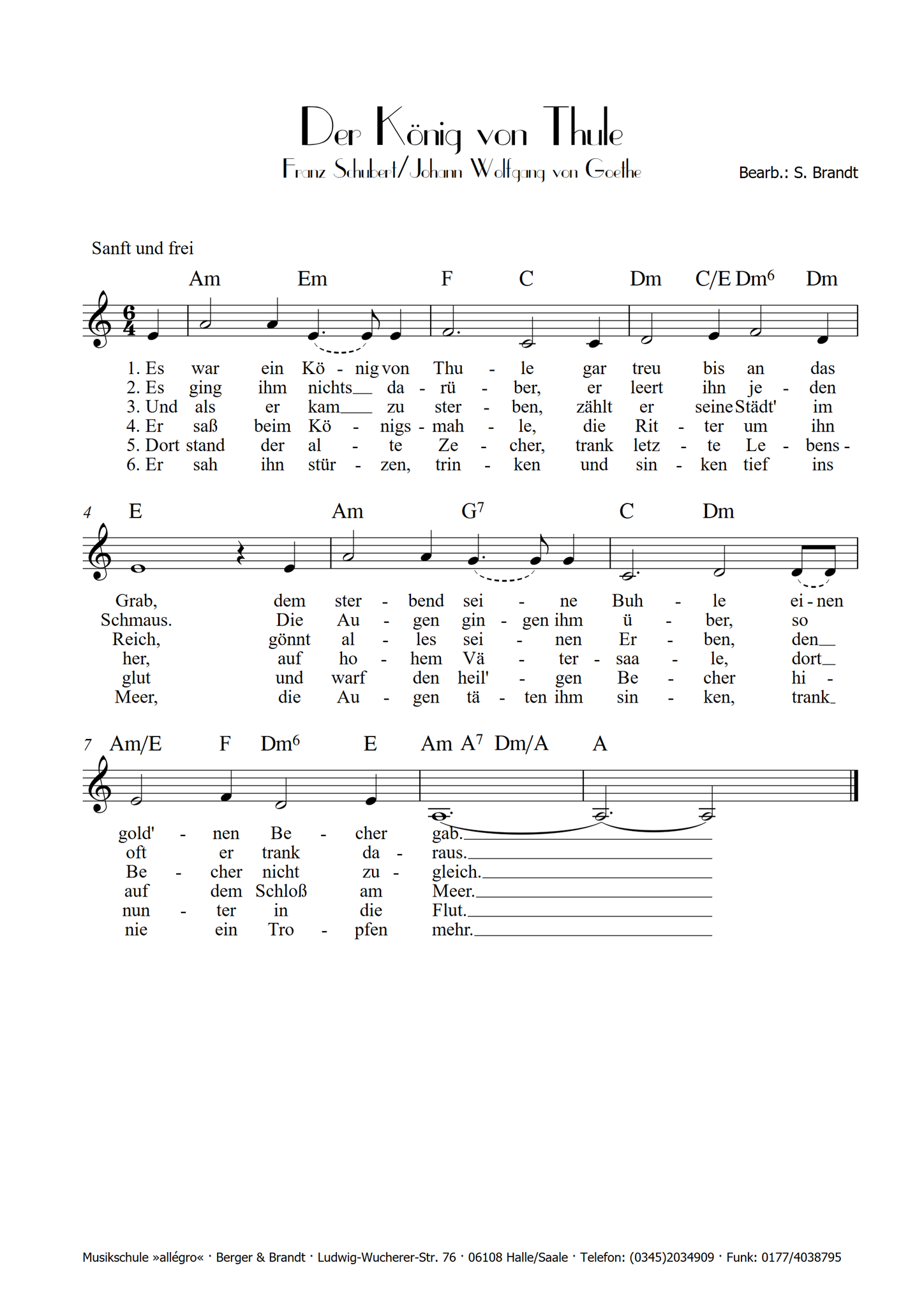 Der König Von Thule Ballade Text Der König von Thule (Schubert/Goethe) – Musikschule »allégro«